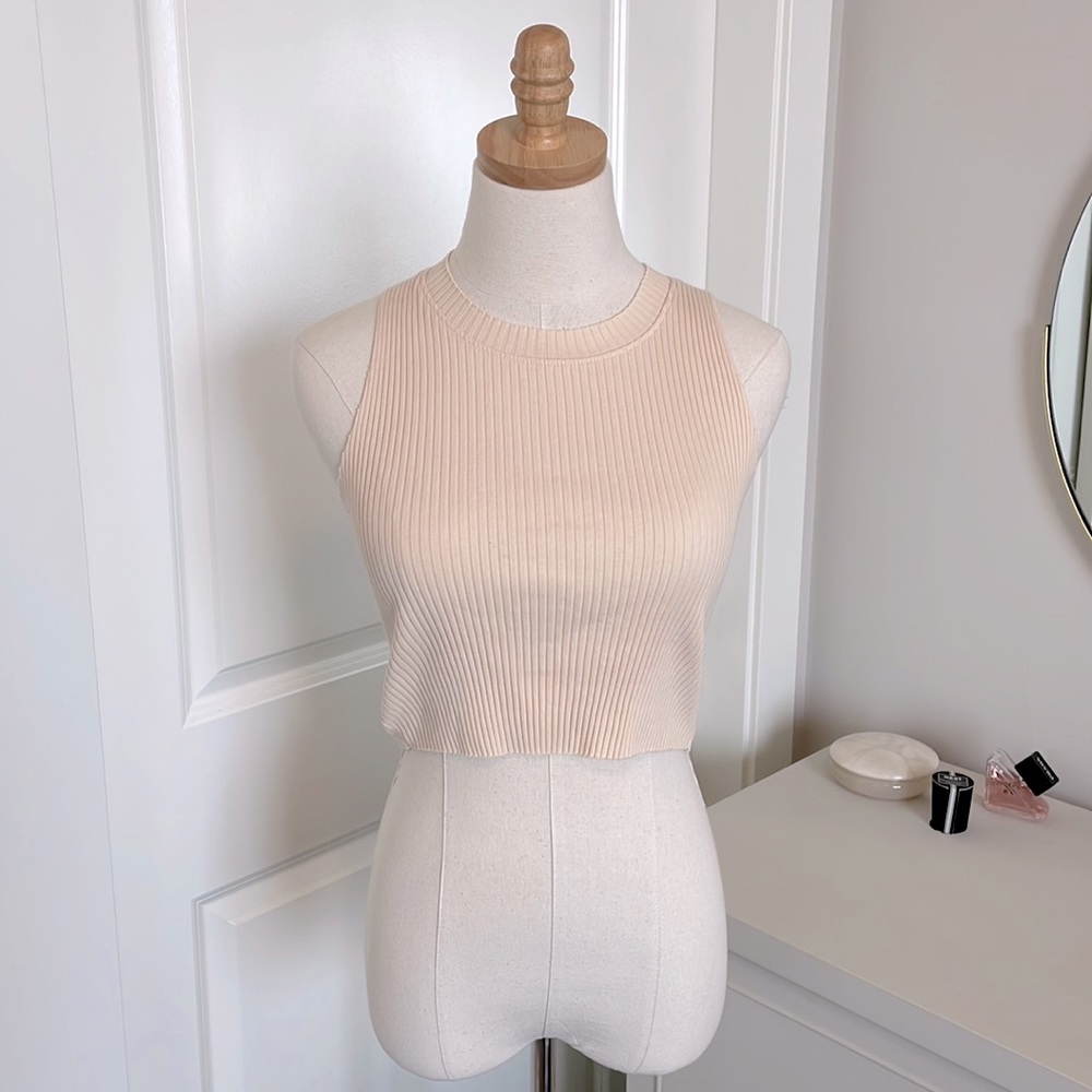 TOPSHOP | Ribbed Tank - Cream | Size: 4
